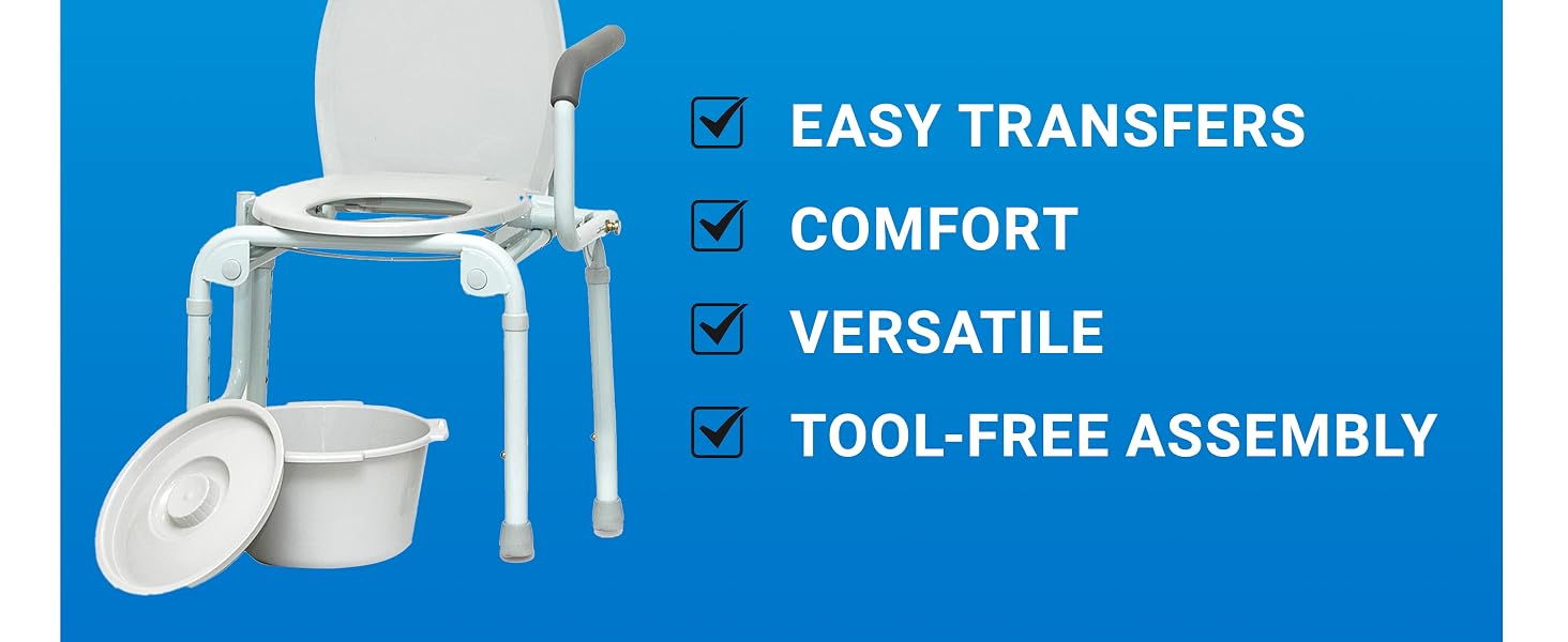 Drop Arm Commode for Elederly, Seniors, and Disabled People