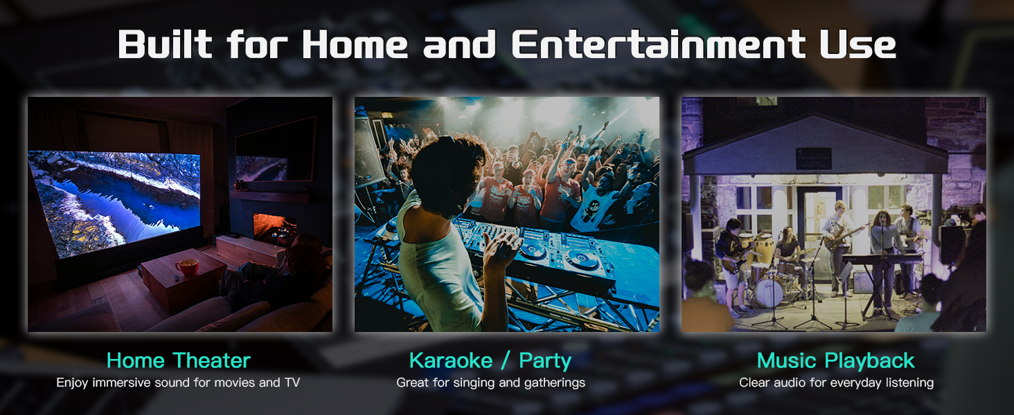 home theater karaoke amplifier for movies music party and entertainment use