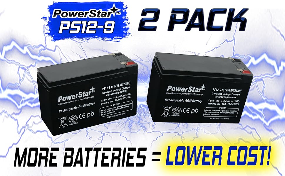 PS12-9 2 PACK. MORE BATTERIES = LOWER COST!