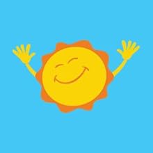 Blue Sun 1 Our History Sunny Days Entertainment Logo Smile Sun