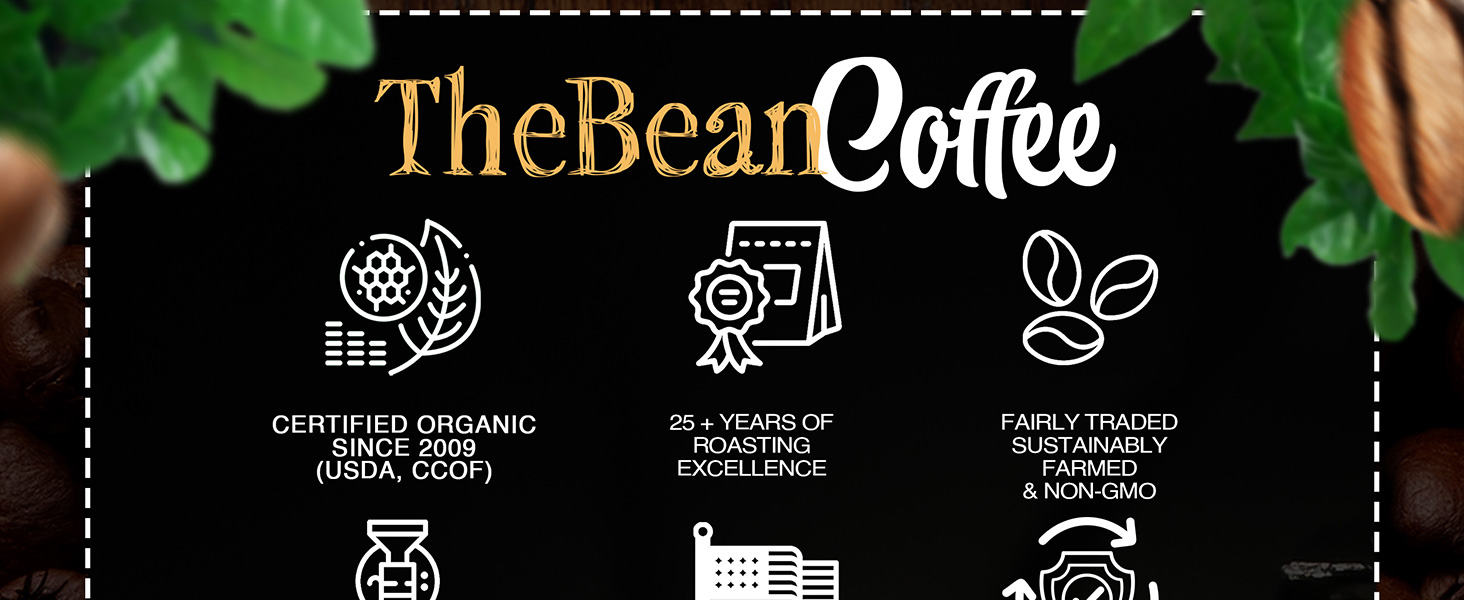 The Bean Coffee branding with icons