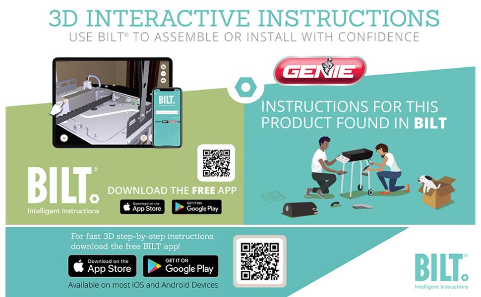 Genie garage door openers are easy to install with BILT 3D interactive app instructions