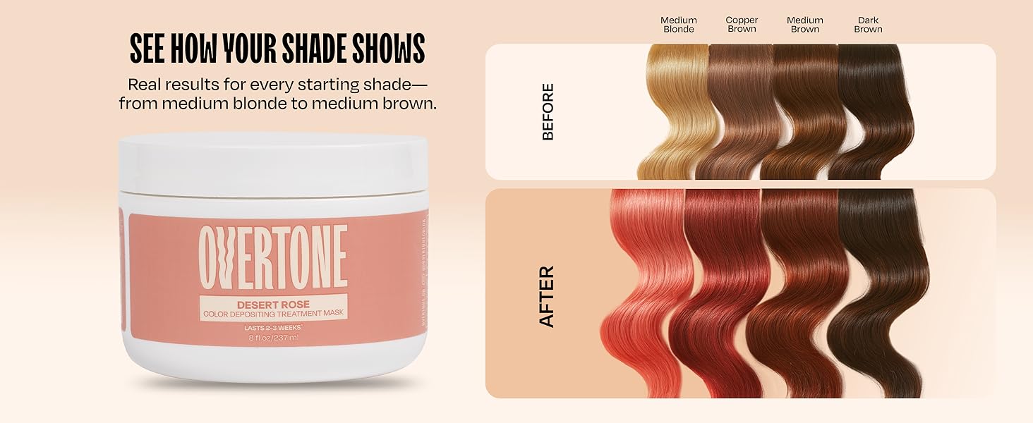 Overtone treatment mask color selection golden rose light shade pink rose gold pastel over blonde