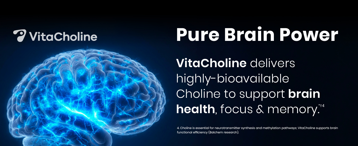VitaCholine delivers highly bioavailable Choline for brain health support