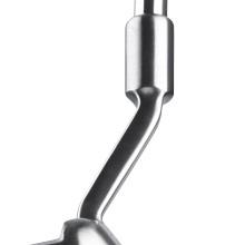 up close view of the Orlimar Escap chipper's gooseneck or offset hosel