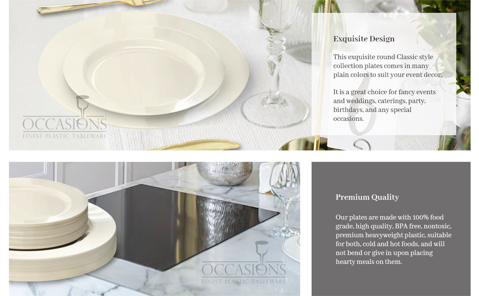 Hotel Collection Round Plain Ivory by Occasions Disposable plates2