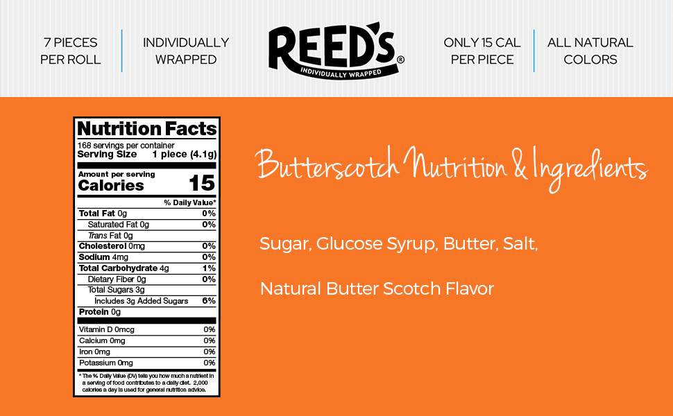 reeds butterscotch nutritional facts