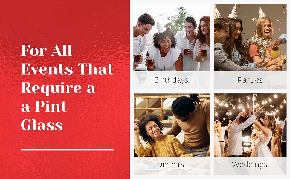 Our pint glasses for drinking are perfect for birthdays, parties, weddings, &amp;amp; dinners.