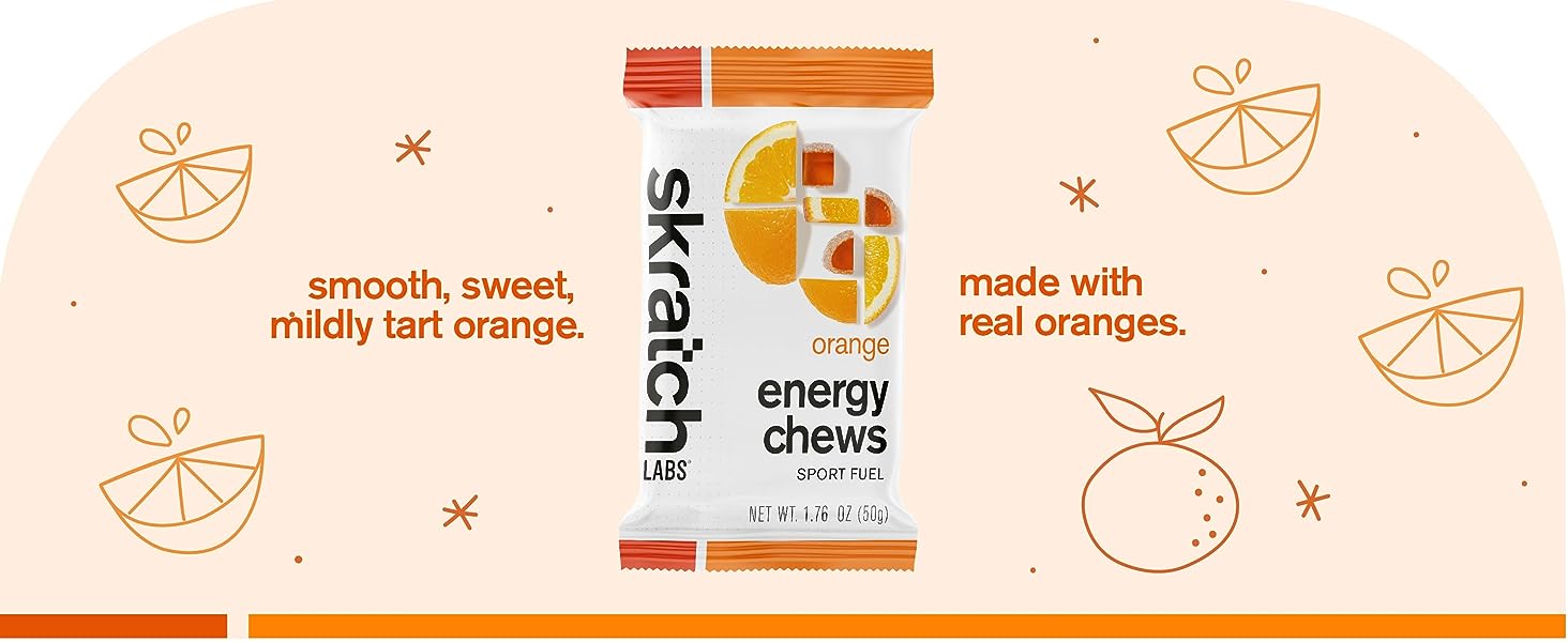 Skratch Energy Chews- Orange- Smooth, sweet, and mildy tart. Made with real oranges