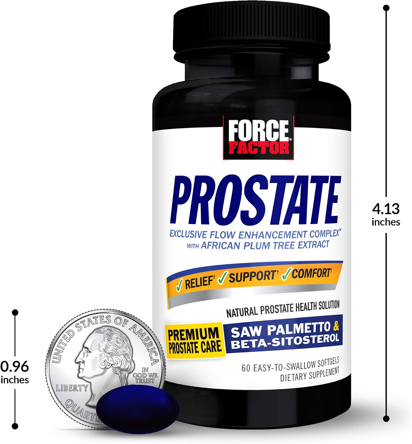 Force Factor Prostate, Saw Palmetto and Beta Sitosterol Supplement for Men, Prostate Health Support, Size Support, Urinary Relief, Bladder Control