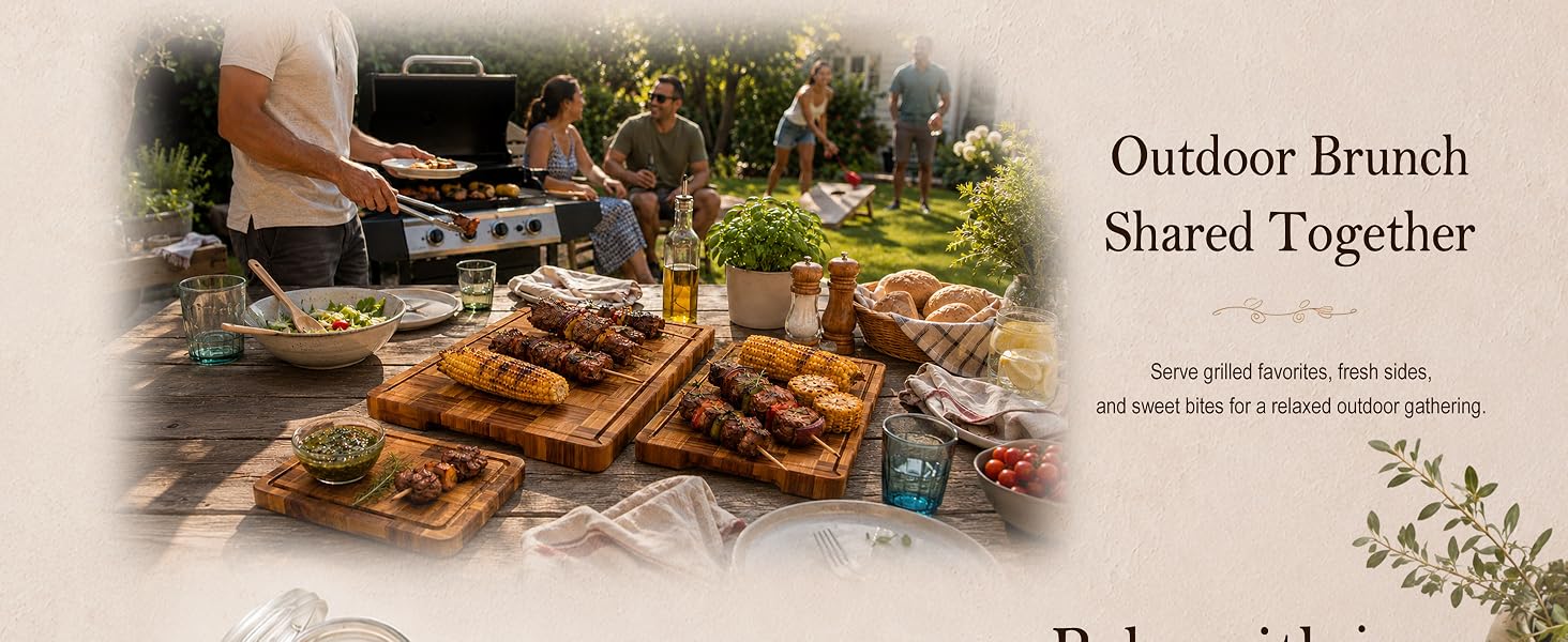 bamboo cutting board set for outdoor grilling