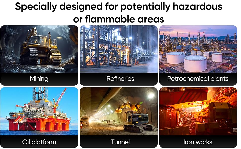 Designed for Potential Flammable Hazardous Areas, Mining, Refineries, Oil Platform, Tunnel