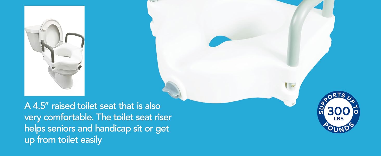 raised toilet seat with arms