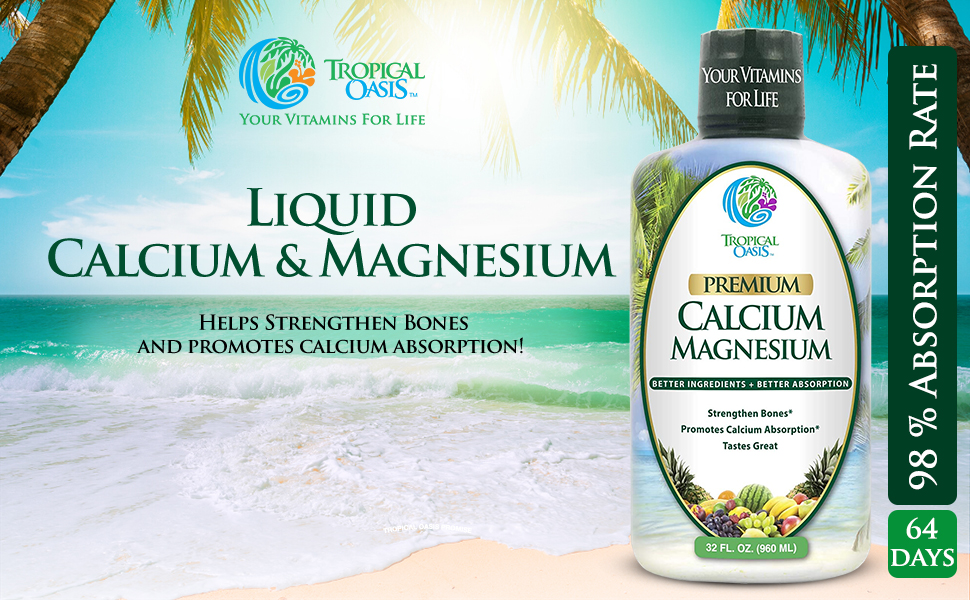 Liquid Calcium and magnesium helps strengthen bones and promotes calcium absorption