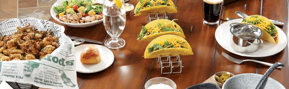 get, g.e.t. enterprises, taco holder, plate, melamine, platter, glass, cup, plastic, break resistant