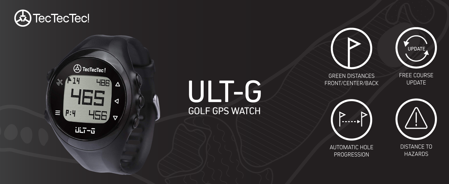 ULT-G Golf GPS Watch Green distances, hazards, Auto hole progression