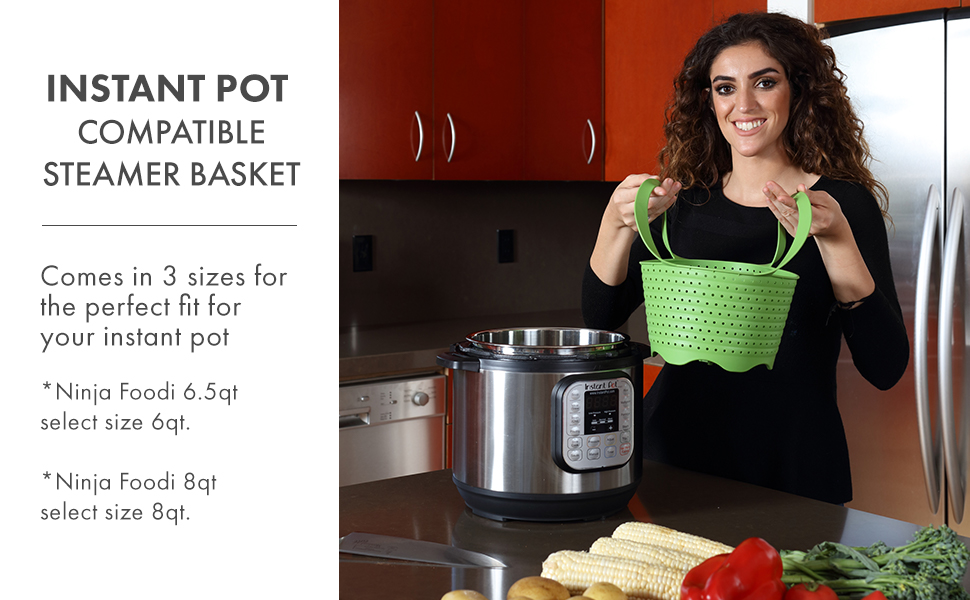silicone steamer basket, silicone, steamer, basket, 6qt, 3qt, 8qt, ninja foodi, instapot