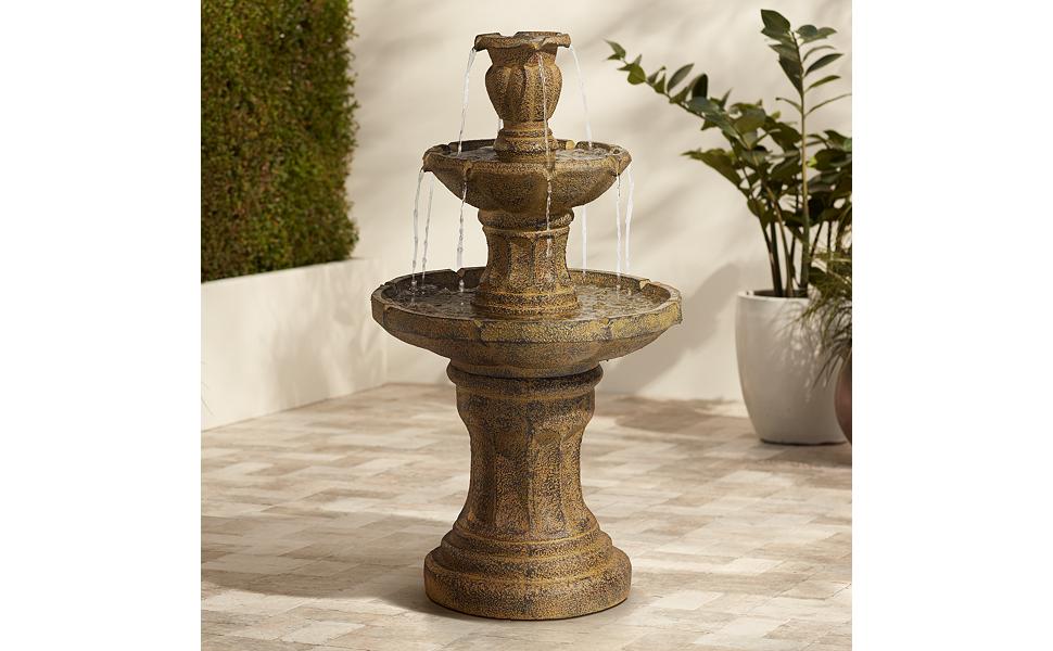 Tuscan Garden 41 1/2" Dark Stone Finish Traditional Tiered Fountain