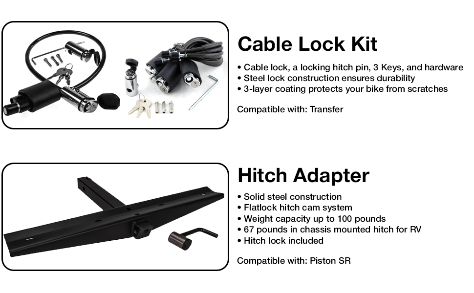 Cable Lock Kit; Hitch Adapter