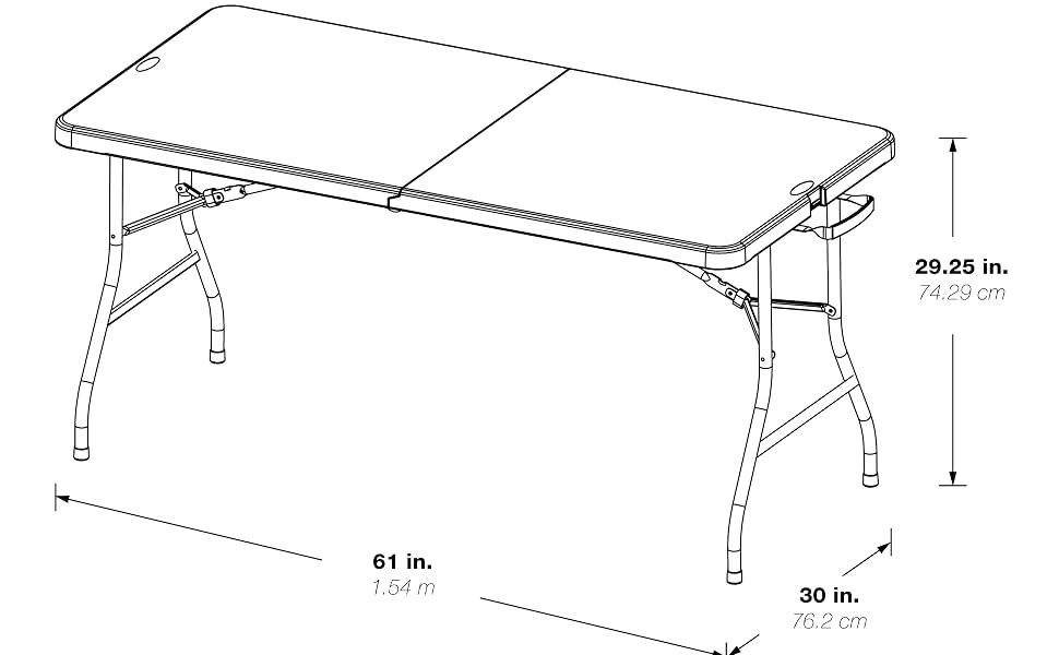 Office Star Resin Multipurpose Center Fold Table with Wheels, 5 Feet