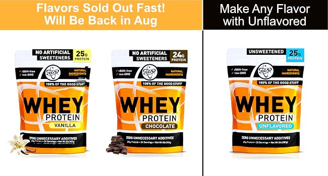 Make Chocolate, vanilla, or any flavor with Unflavored whey protein powder