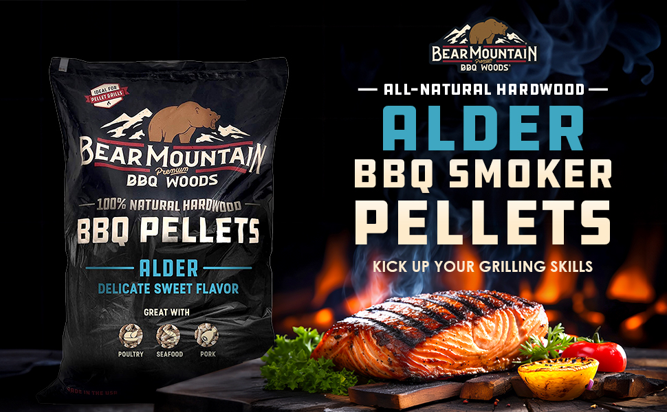 Bear Mountain BBQ 100% Natural Hardwood Alder Sweet Flavor Pellets, 20 Pounds