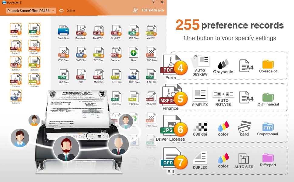 255 profile for one touch scan and save