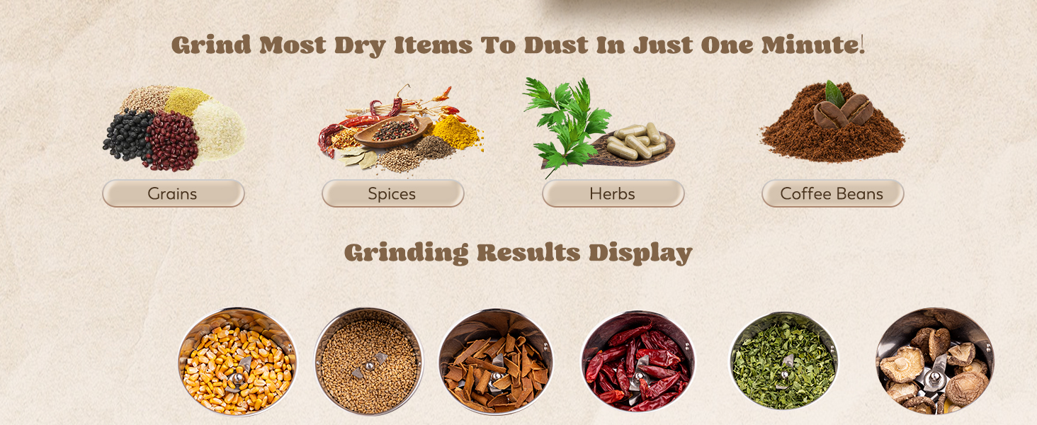 300g Commercial Spice Grinder 1500W Stainless Steel Pulverizer