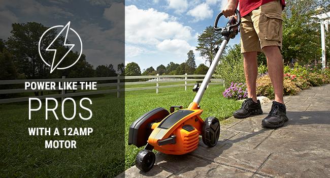 lawn edger, electric lawn edger, garden edger, lawn edging tool, grass edger, battery powered