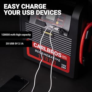 CARLBROS truck battery jump starter with power bank, charging your usb devices