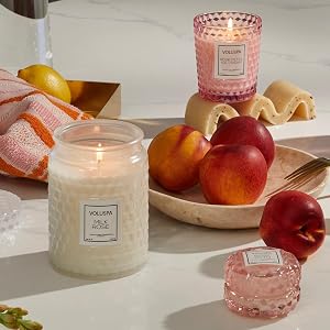 Milk Rose Large Jar Candle with Rose Petal Ice Cream Classic Candle and Rose Otto Macaron Candle