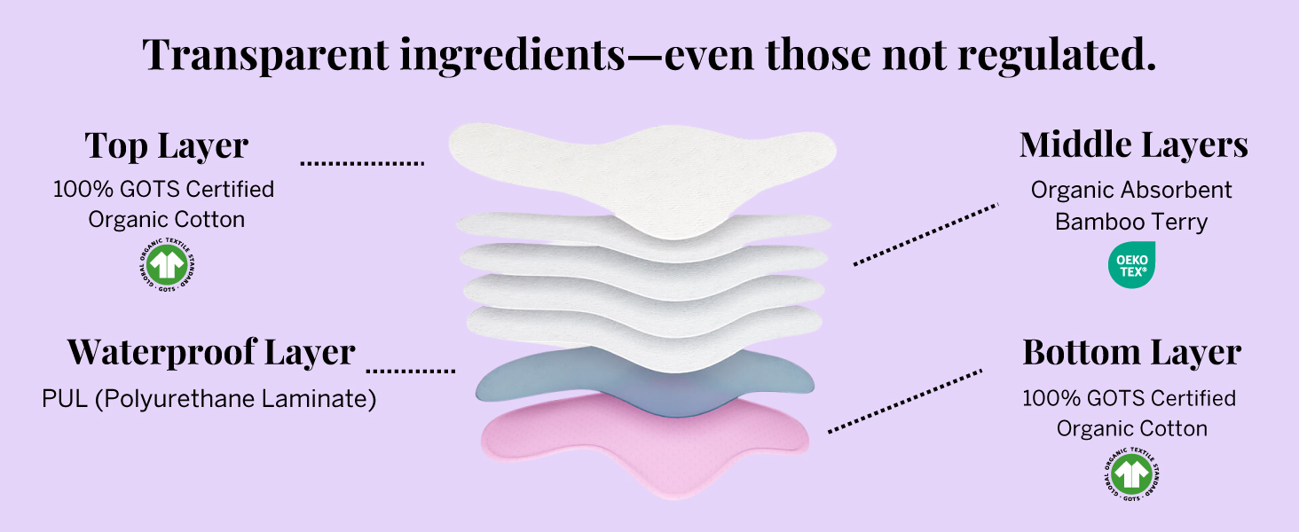 clean ingredients reusable pads absorbent