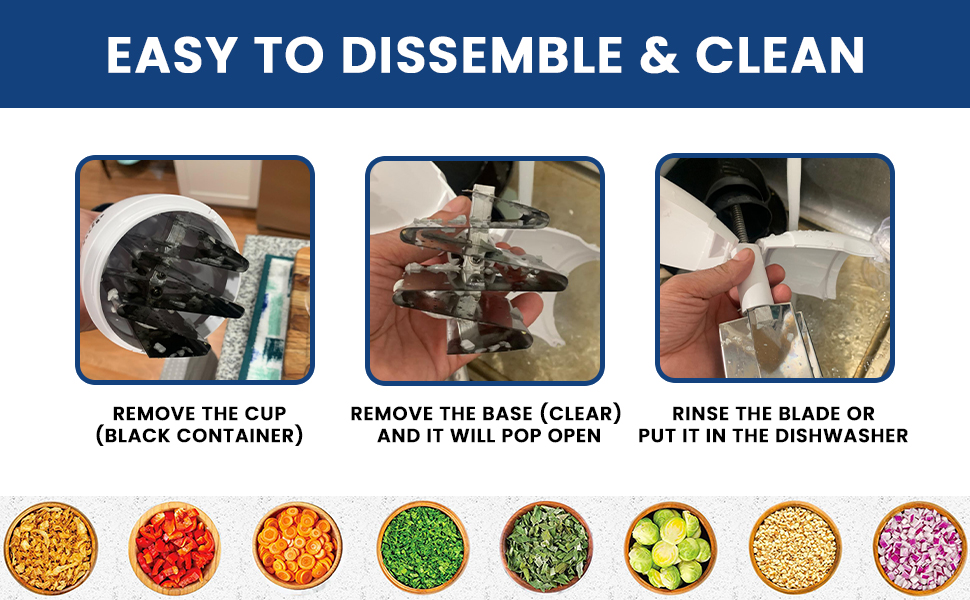 easy to clean assemble dissemble slap chop chopper durable stainless steel rotating blade