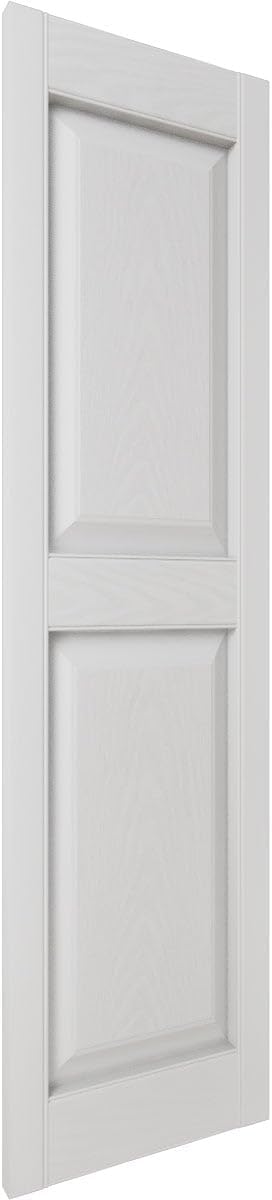 12"W x 59"H EverColor Raised Panel Exterior Vinyl Shutters, w/Installation Shutter-Lok's & Matching Screws (Per Pair), White