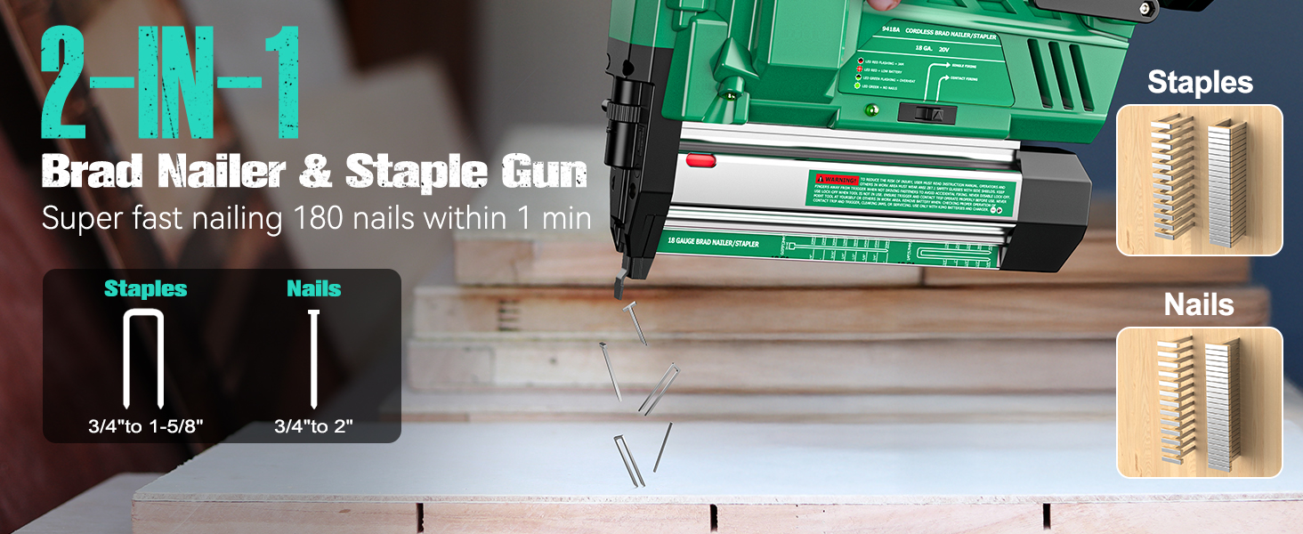 2-IN-1 Brad Nailer &amp;amp; Staple Gun