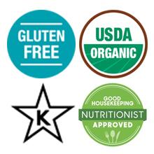 gluten free,organic,kosher,good housekeeping nutritionist approved