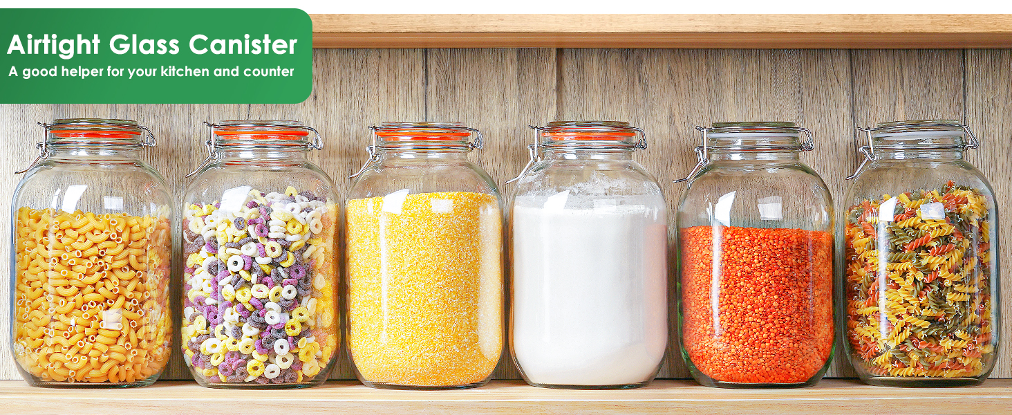 1 Gallon Wide Mouth Mason Jars with Hinged Lids for Fermenting, Canning, Preserving