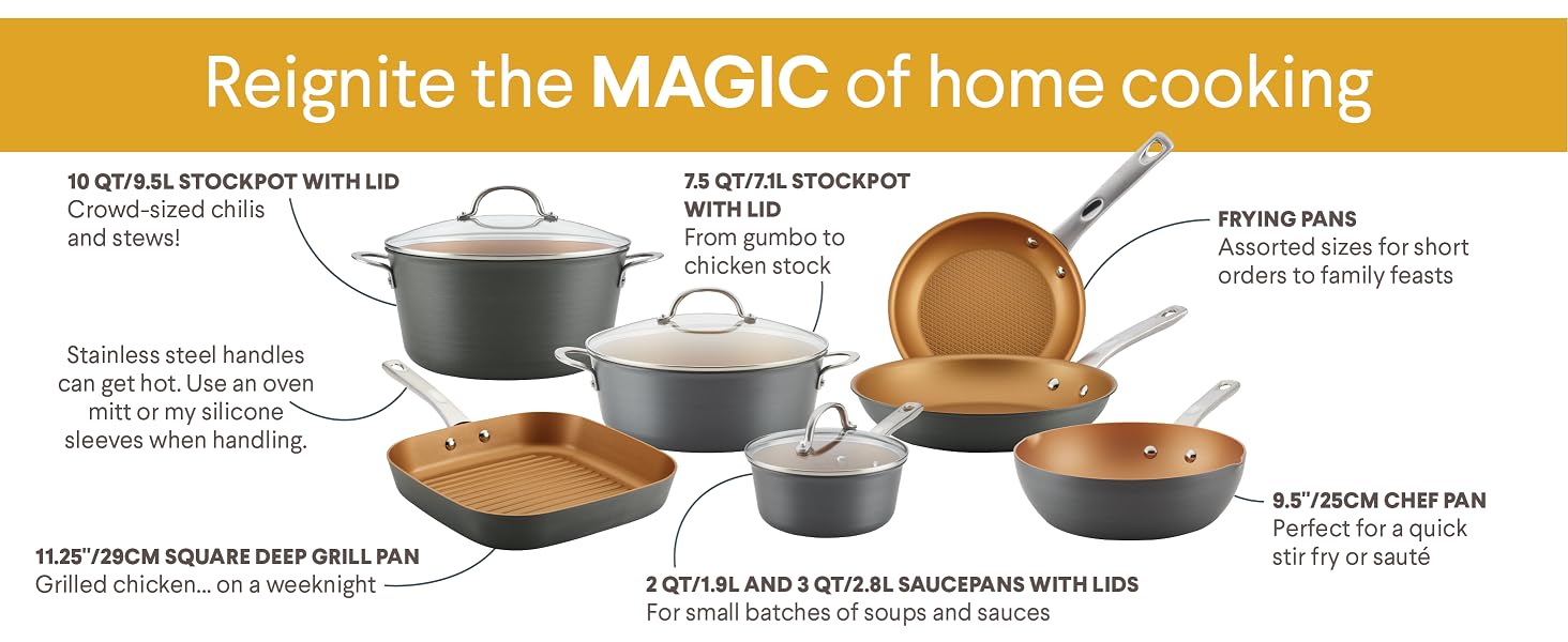 cookware, pots and pans, nonstick pan, hard anodized pots and pans