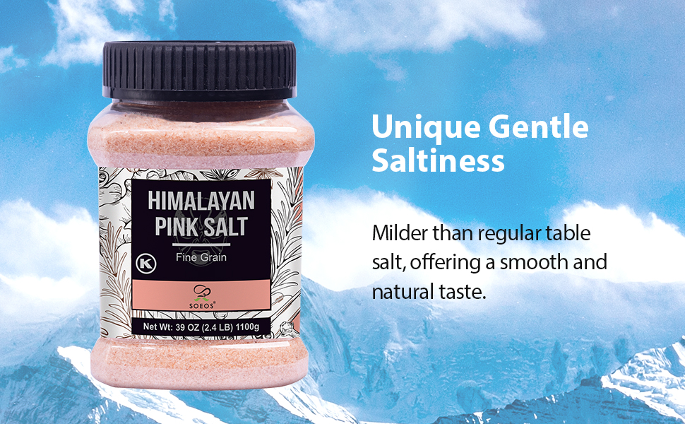 Soeos Himalayan Pink Salt, Fine Grain, 39oz (2.4 LB)