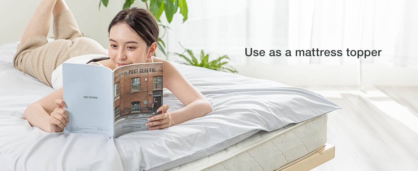 FULI futon used as a mattress topper to add softness and comfort to your bed