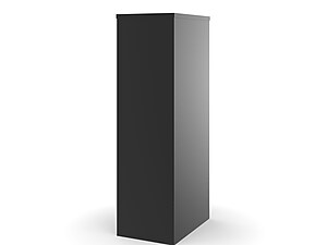 back angled view of black 4 drawer file cabinet