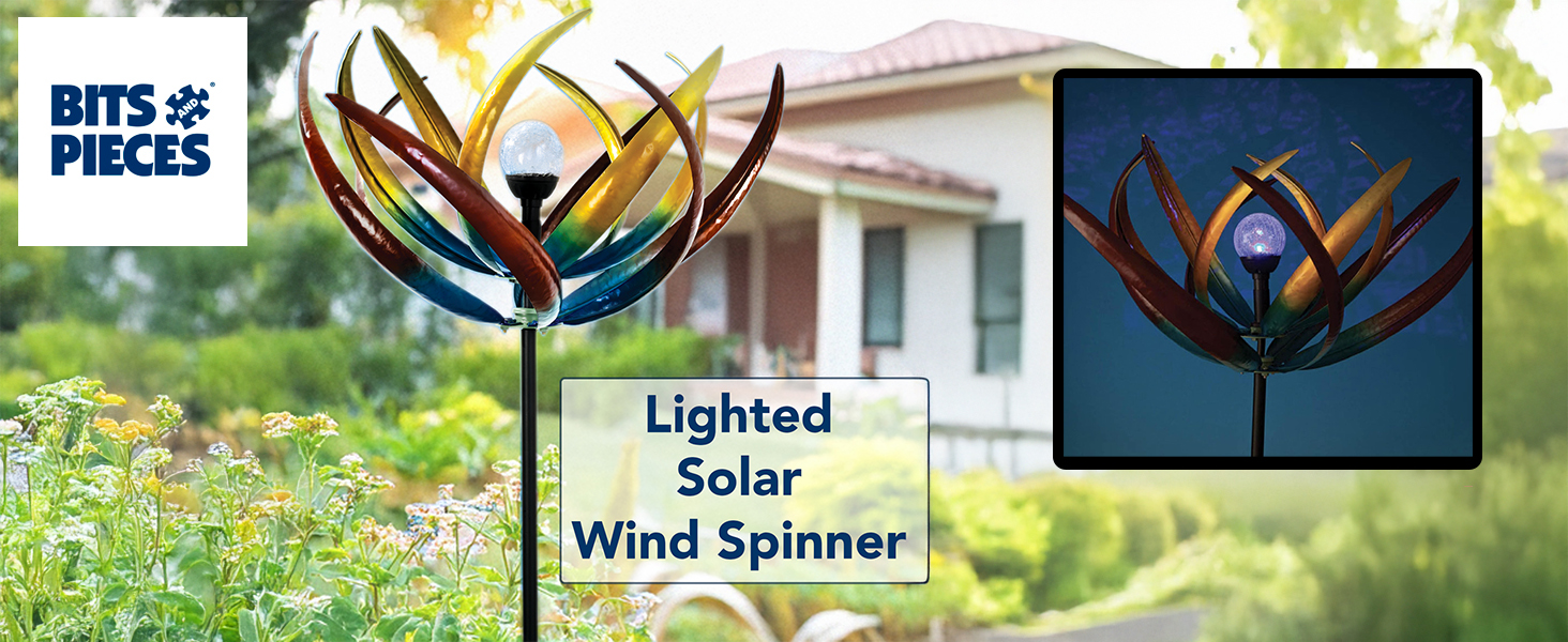 Bitgs and Pieces solar lighted wind spinner tulip shape