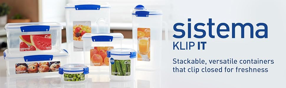 Sistema Klip It Stackable, versatile containers that clip closed for freshness