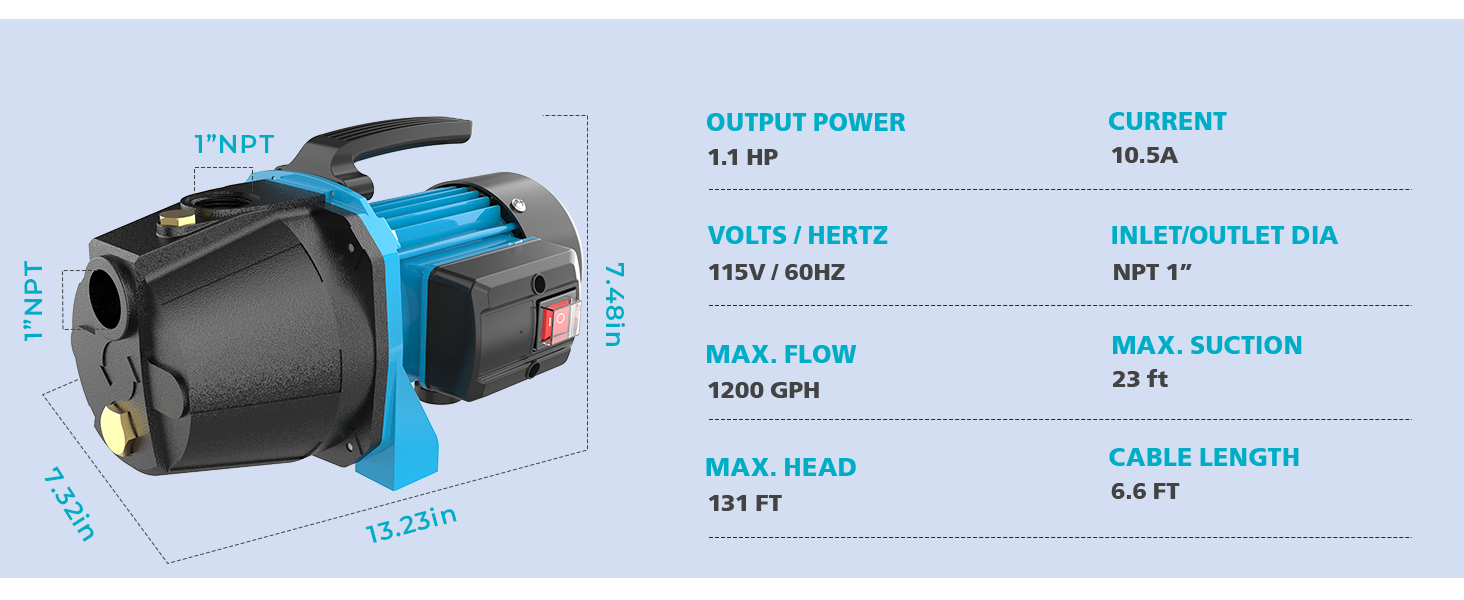 Shallow Well Pump, Water Transfer Pump, Lawn Garden Irrigation Pump