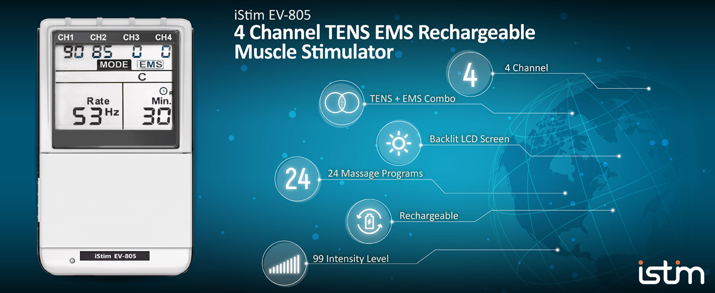 tens,ems,4 channel tens, muscle stimulator,nmes, best tens, best ems, high-end ems