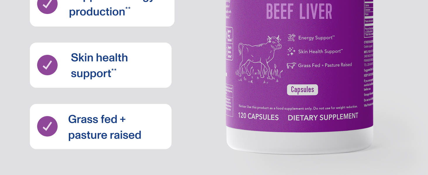 Skin Support, Energy Support, Grass fed and pasture raised