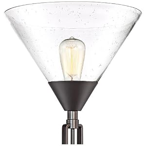 Warwick 71 1/2" Tiger Bronze and Seeded Glass Torchiere Floor Lamp