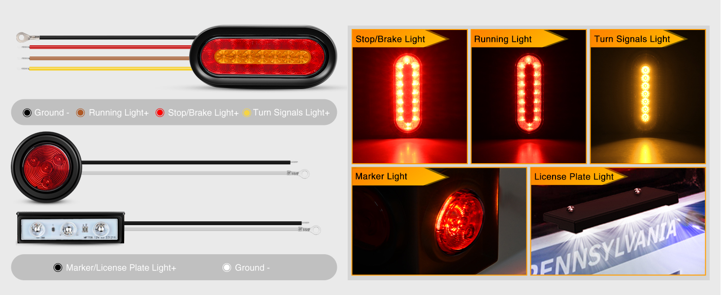 6inch oval trailer light steel box housing kit 2inch round marker light