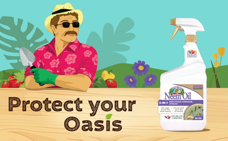 image of captain jack's ready to use neem oil with tagline protect your oasis