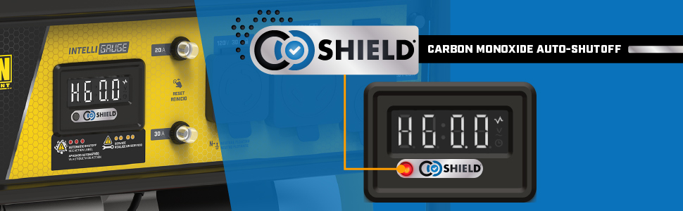 Our 3500-watt generator features CO Shield carbon monoxide auto shutoff system